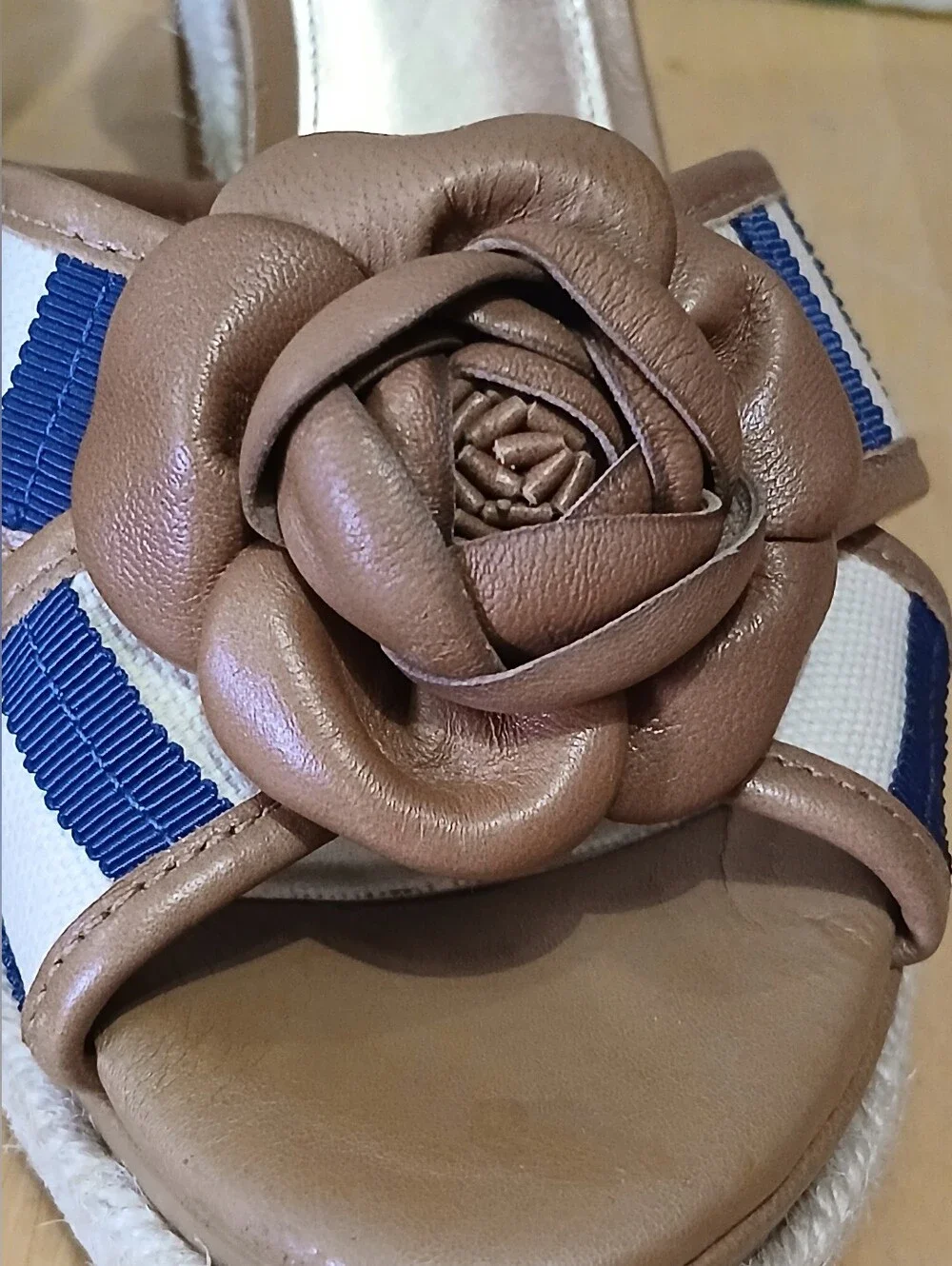 Antonio Melani Striped Rosette Espadrille Wedge Sandals 9M